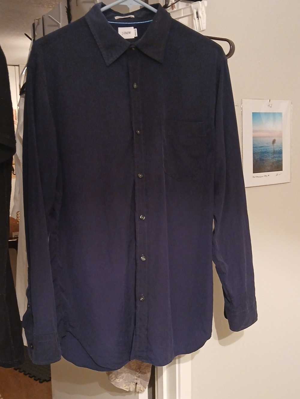J. Crew Men's Button-Down Shirt in Navy Blue